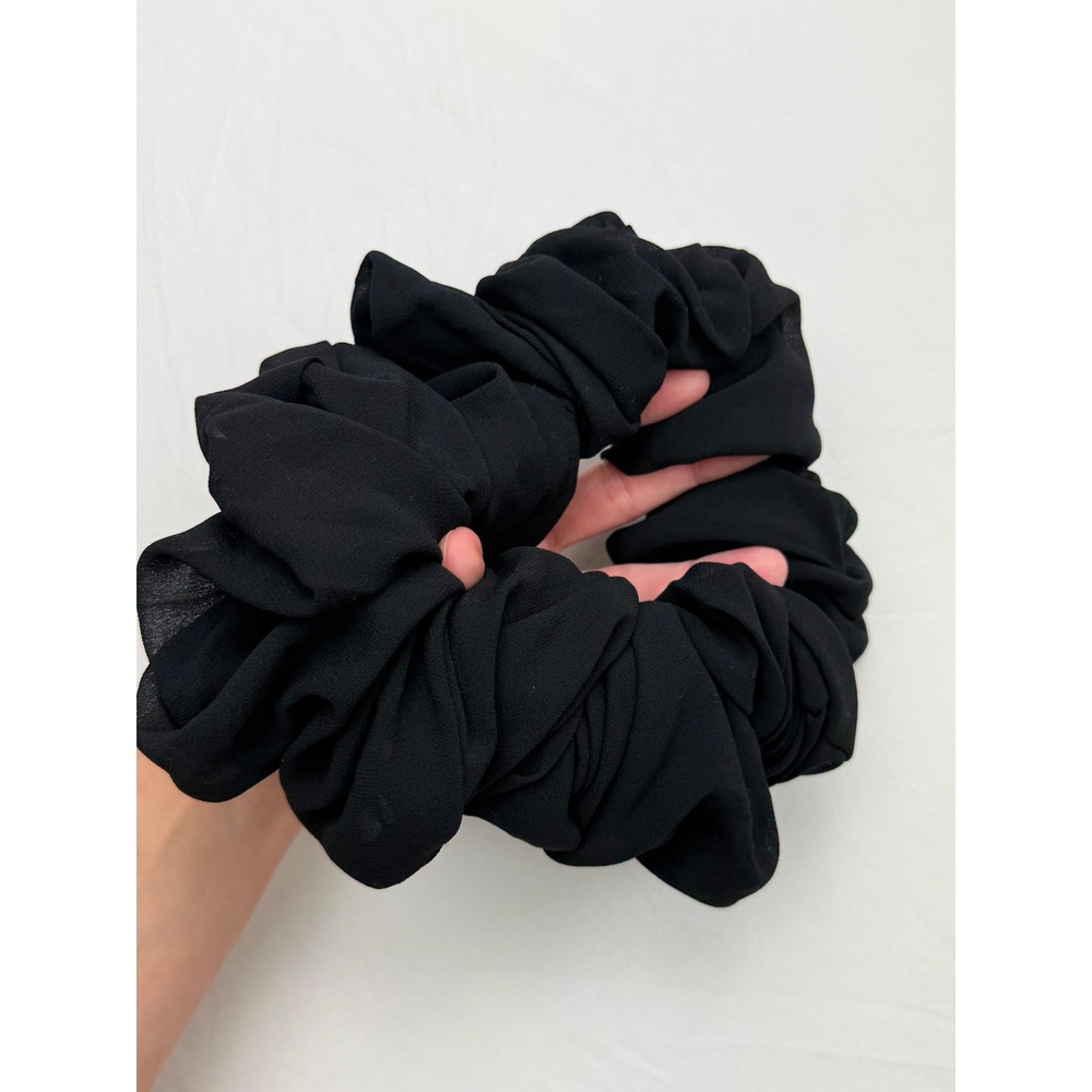 Free People Jumbo Schiffon Scrunchie Black Oversized Hair Tie Accessory - Picture 4 of 8